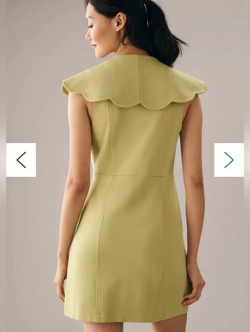 Maeve Anthropologie Scalloped Buttondown Green Mini Dress Size XS - Picture 2 of 14